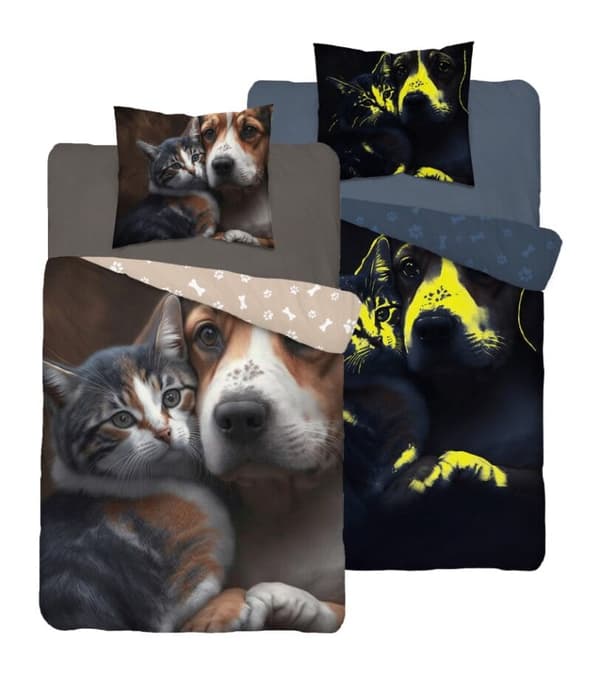 Sängkläder som lyser i mörkret 140x200 Katt Hund
