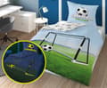 Miniatyrbillede 3 af 7: Sengetøj, der lyser i mørket, 140x200 feltmål, fodbold
