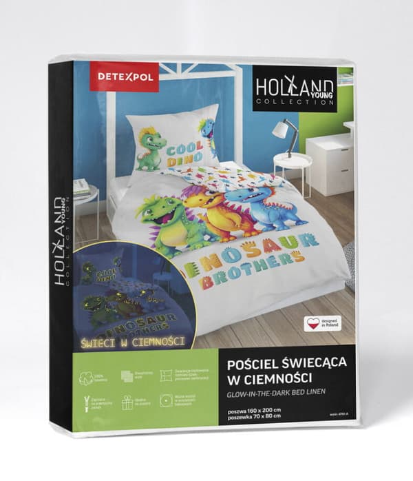 Sängkläder som lyser i mörkret 160x200 Dinosie Milusie