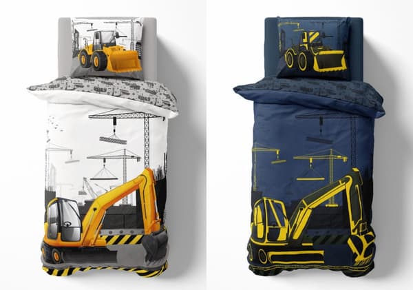Sängkläder som lyser i mörkret 160x200 grävmaskinsdumper