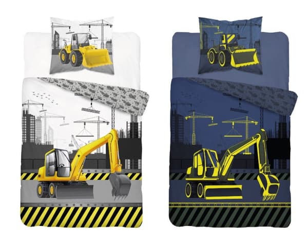 Sängkläder som lyser i mörkret 160x200 grävmaskinsdumper