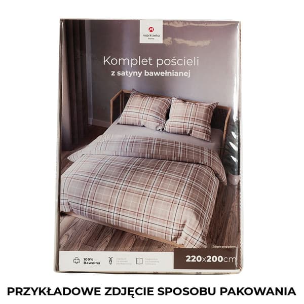 Sängkläder 220x200 Bomullssatin Savana Rutig Beige