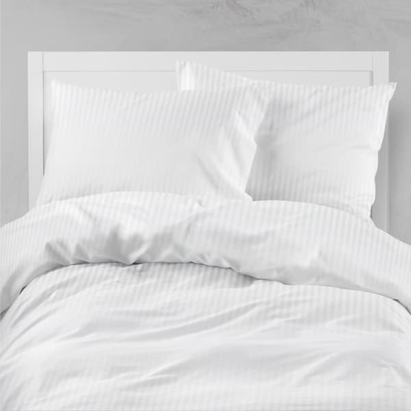 Damask Sengetøj 140x200 Hotel Stripe 1cm Hvid