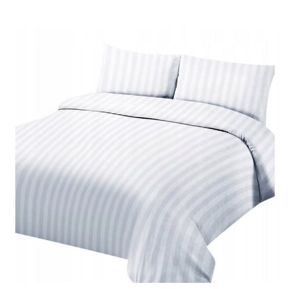 Damask Sengetøj 140x200 Hotel Stripe 1cm Hvid