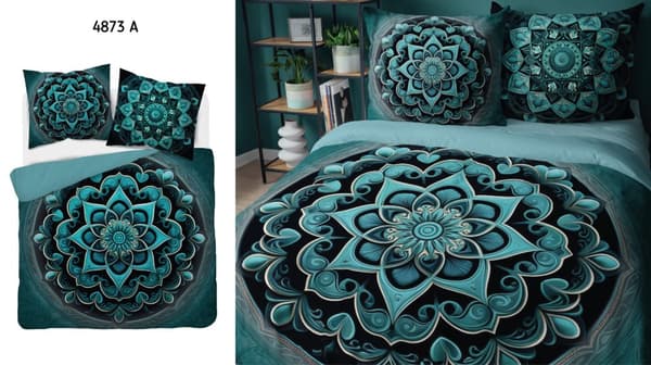 Holländskt sängkläder 160x200 Mandala Turkos ornament Holland