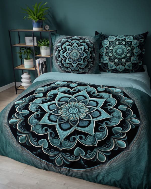 Holländskt sängkläder 160x200 Mandala Turkos ornament Holland
