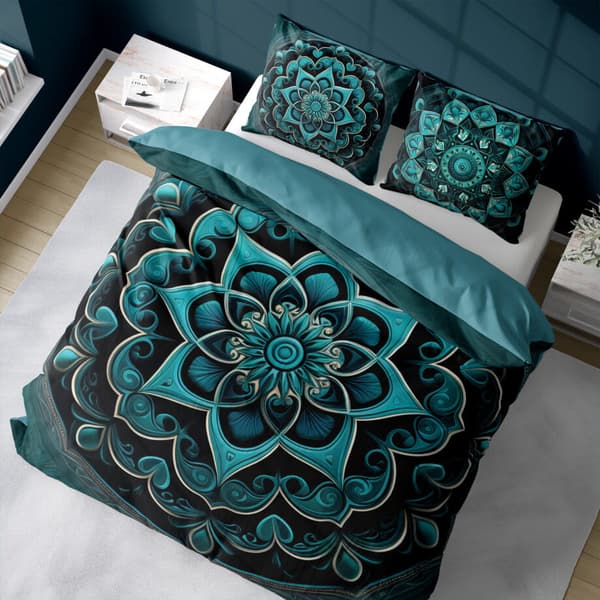 Holländskt sängkläder 160x200 Mandala Turkos ornament Holland