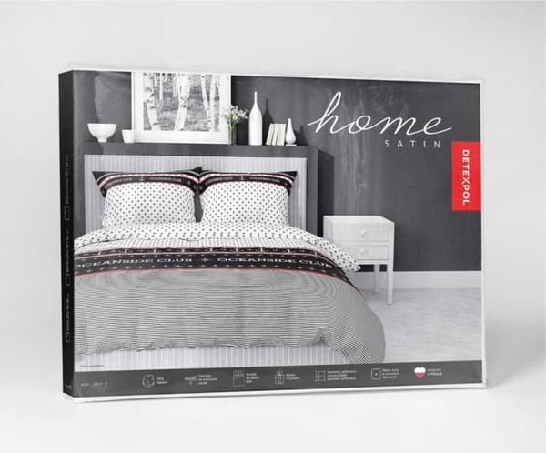 Satin Sengetøj 220x200 Marina Light med Sort