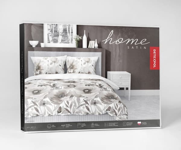 Satin Sengetøj 160x200 Blomster Beige