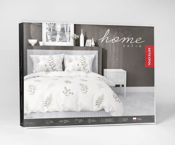 Satinsängkläder 140x200 löv ljusbeige