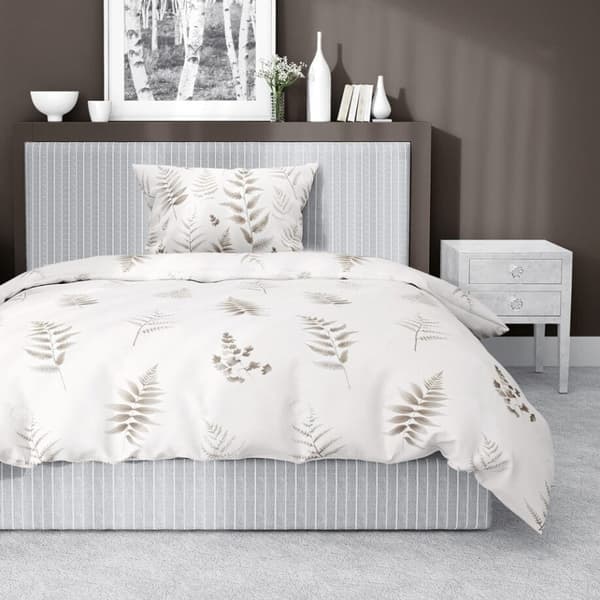 Satinsängkläder 140x200 löv ljusbeige