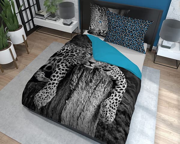 Bomuldssengetøj Hvid Panter 160x200 Holland Natura 3822A