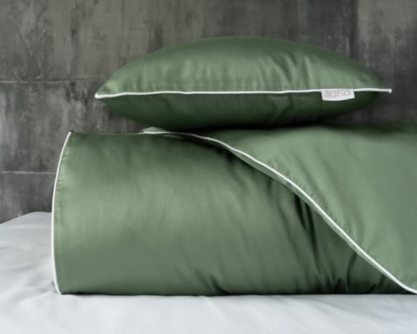 Ren bomuldssengetøj Makosatin 160x200 Grøn Premium