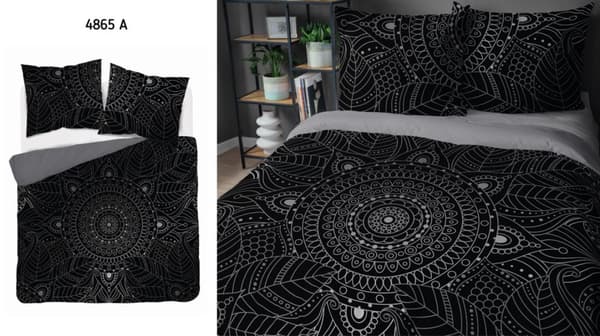 Hollandsk sengetøj 160x200 Mandala Mosaic sølv på grafit Holland