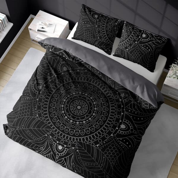 Hollandsk sengetøj 160x200 Mandala Mosaic sølv på grafit Holland