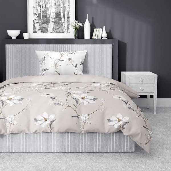 Satiinivuodevaate 140x200 Kukat Vaalea Beige