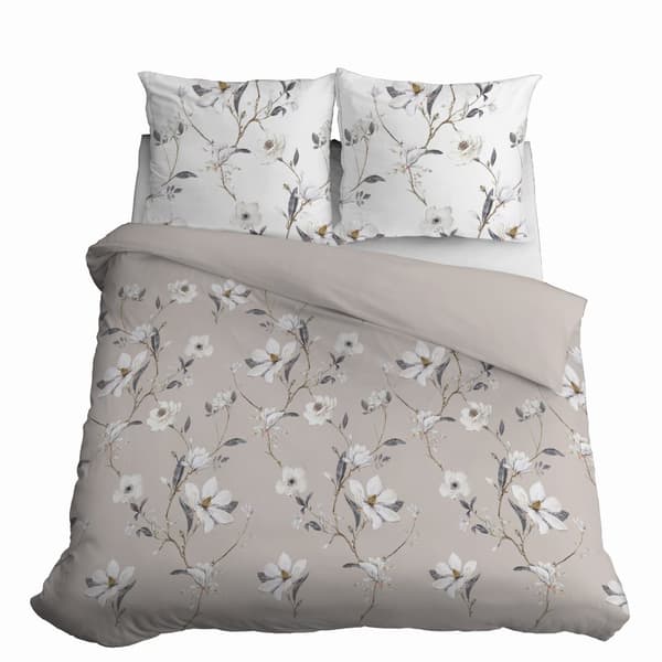 Satiinivuodevaate 220x200 Kukat Vaalea Beige