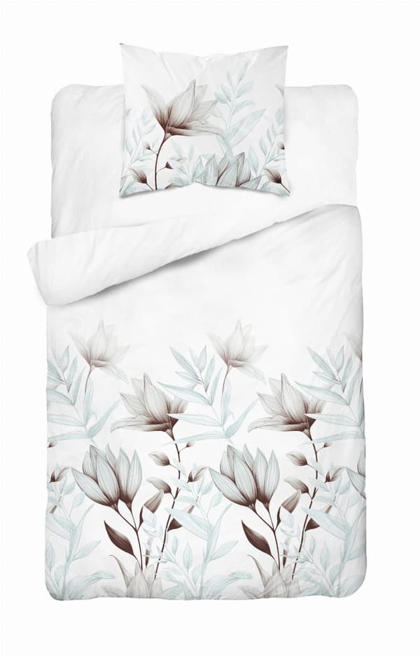 Satinsängkläder 140x200 Ljus mintgröna blommor