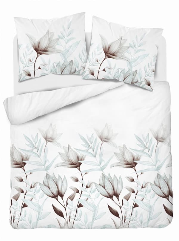 Satinsängkläder 220x200 Ljus mintgröna blommor