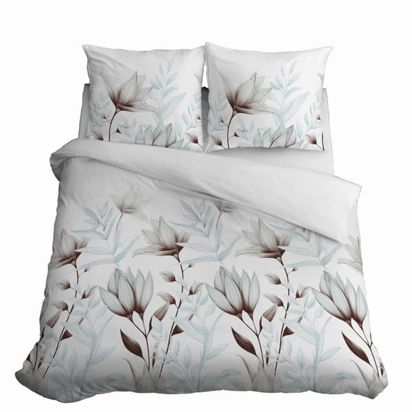 Satinsängkläder 220x200 Ljus mintgröna blommor