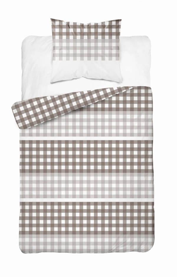 Satiinivuodevaatteet 140x200 ruutukuvio beige