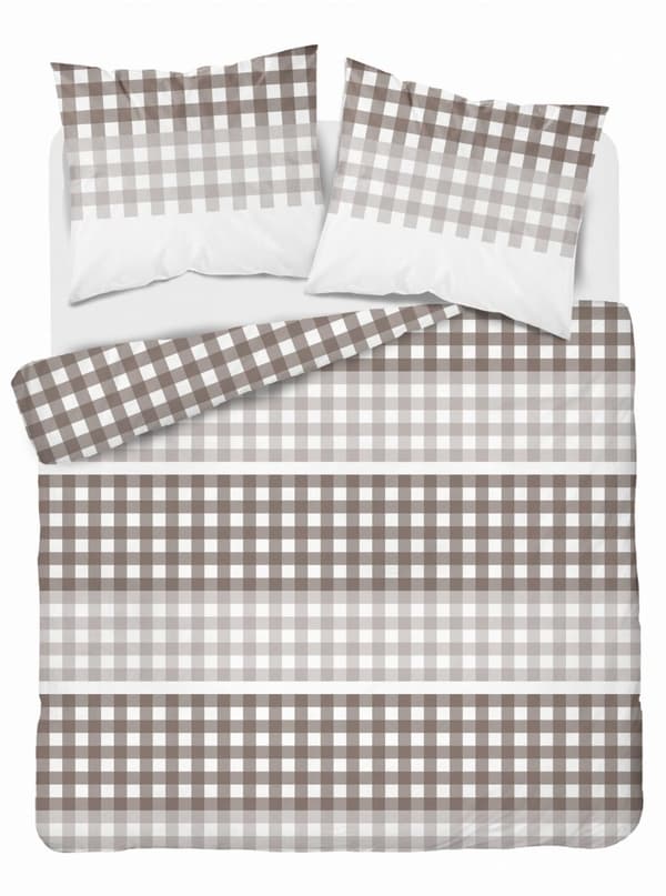 Satin Sengetøj 160x200 Ternet Beige