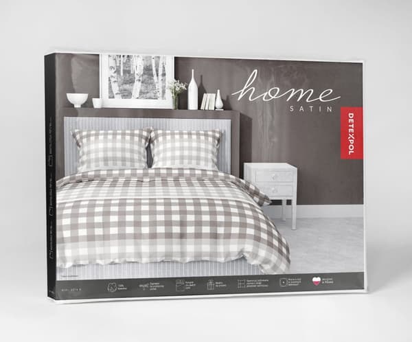 Satin Sengetøj 160x200 Ternet Beige