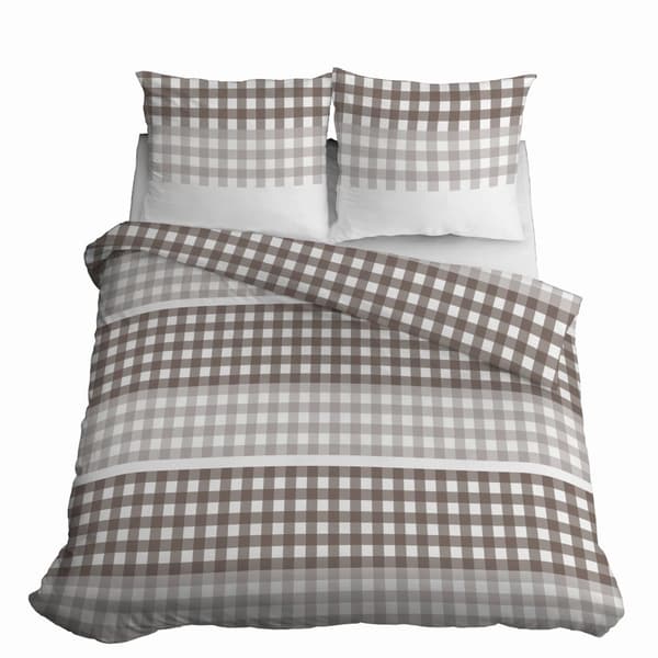 Satin Sengetøj 160x200 Ternet Beige