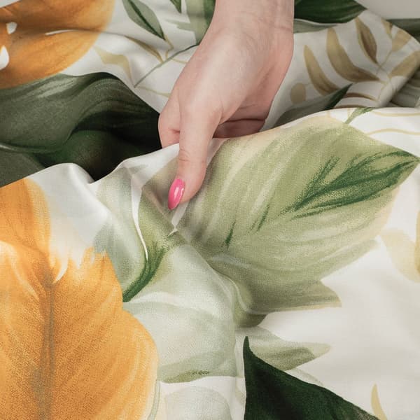 Sengetøj 220x200 Bomuldssatin Oliven Blomsterprint