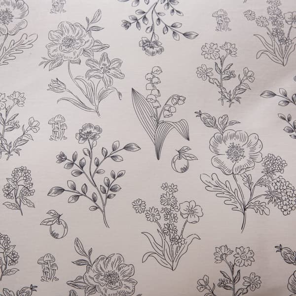 Satinsängkläder 160x200cm Blommor Askbeige Kräm