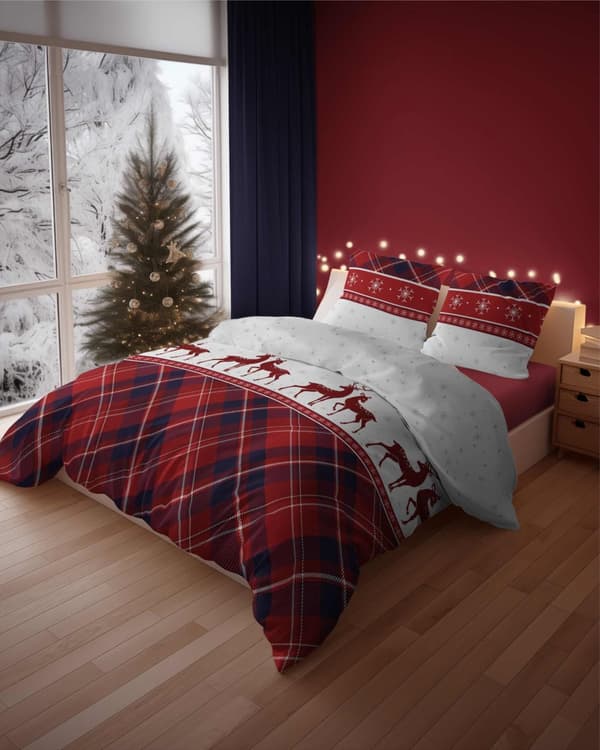 Flannel sengetøj 220x200 JULENEDYR
