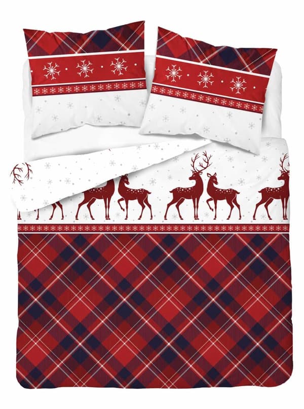 Flannel sengetøj 220x200 JULENEDYR