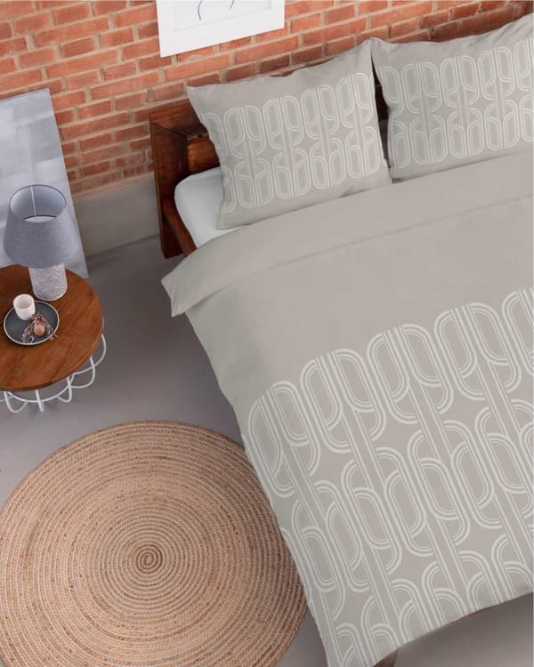 Sengetøj Flannel 220x200 Ornament Beige