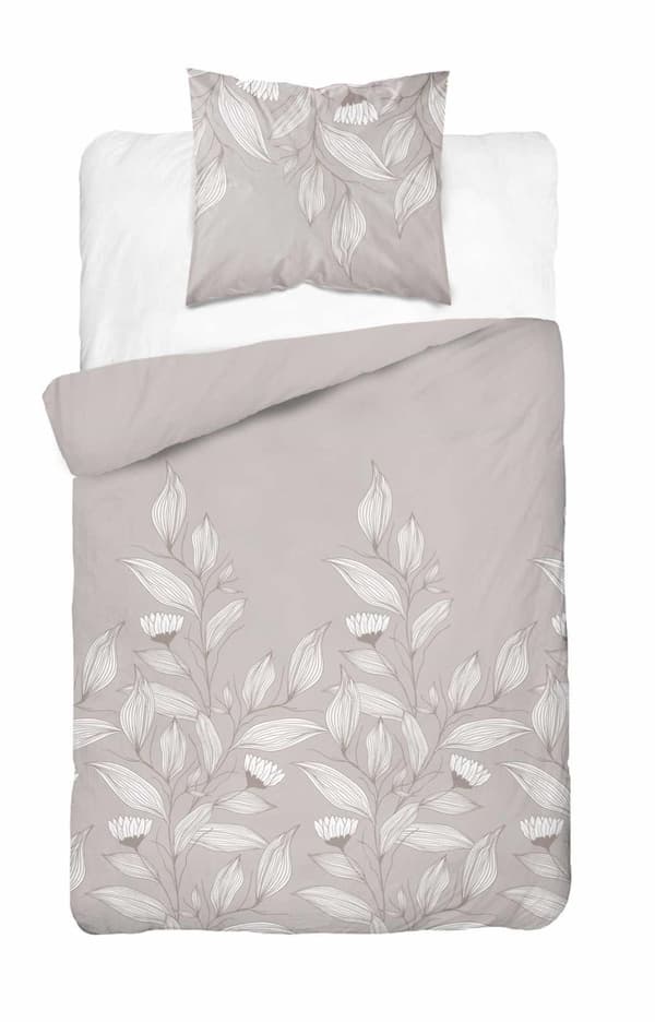 Flanelli-vuodevaate 140x200 Kukat Vaalea Beige