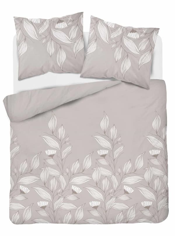 Flannel Sengetøj 220x200 Blomster Lys Beige
