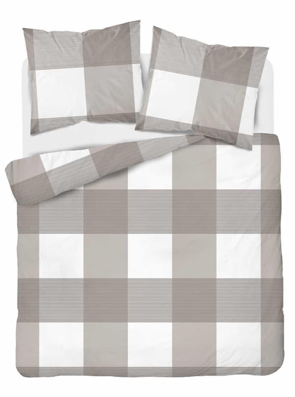 Flanellivuodevaatteet 220x200 ruutukuvioinen beige