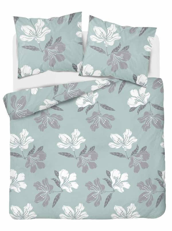 Flannel Sengetøj 220x200 Blomster Mint Lys