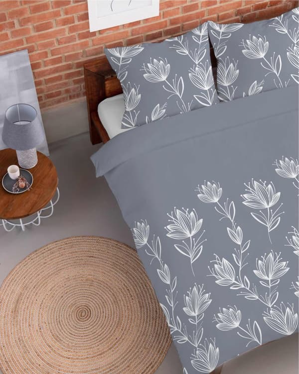 Flannel Sengetøj 160x200 Blomster Ask