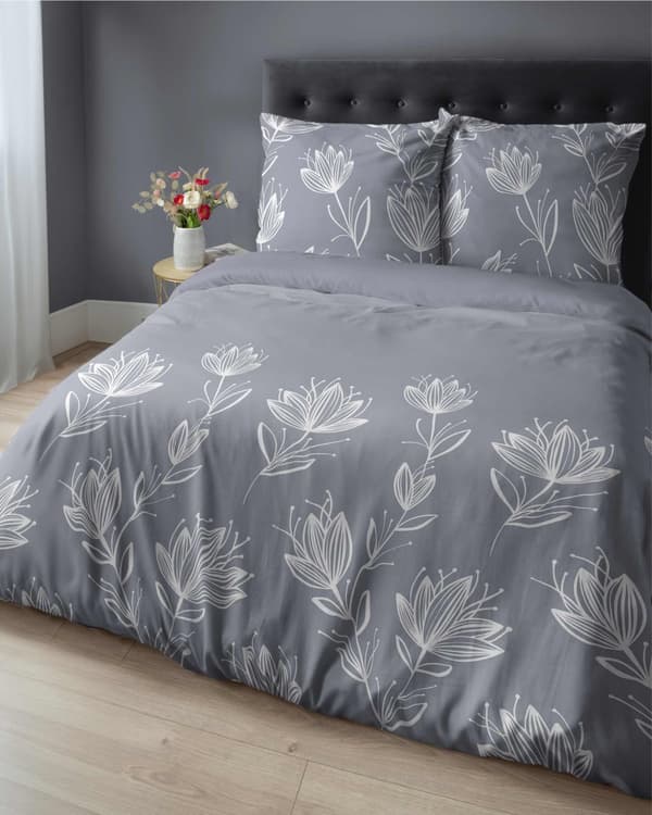 Flannel Sengetøj 160x200 Blomster Ask