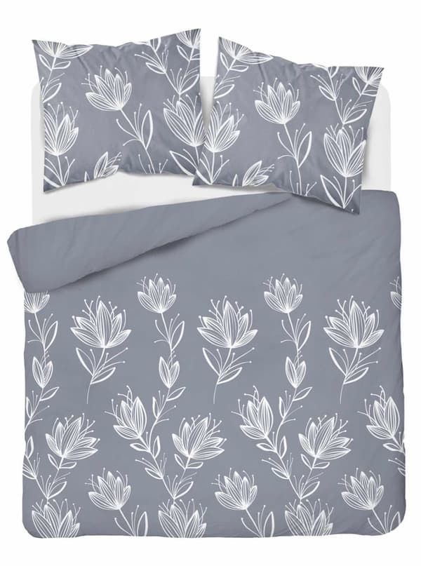 Flannel Sengetøj 160x200 Blomster Ask