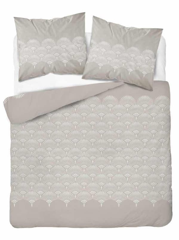 Flannel Sengetøj 220x200 Påfuglefjer Rosette Beige