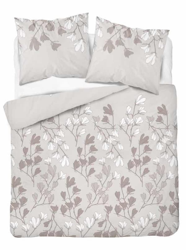 Flannel sengetøj 220x200 lyse blomster på beige