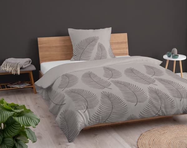 Puuvillainen vuodevaate 140x200cm Lehdet Beige