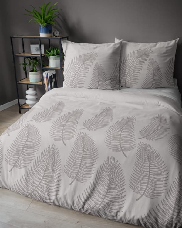 Bomullssängkläder 160x200cm Löv Beige