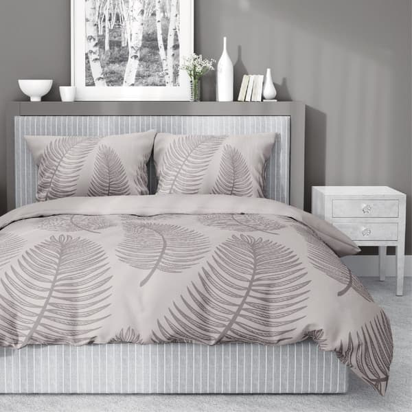 Bomullssängkläder 160x200cm Löv Beige