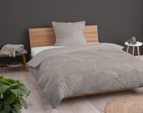 Bomullssängkläder 140x200cm Blommor Beige