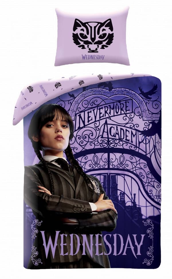 Puuvillainen vuodevaate 160x200 Wednesday Addams HIT Addamsin perhe