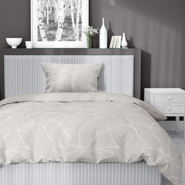 Satinsängkläder 140x200 Blommor Beige