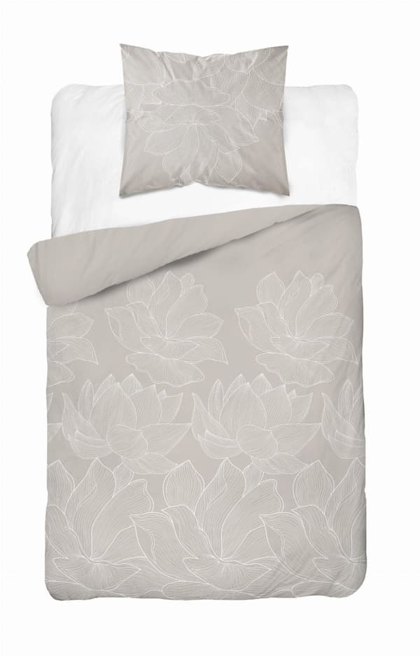 Satinsängkläder 140x200 Blommor Beige