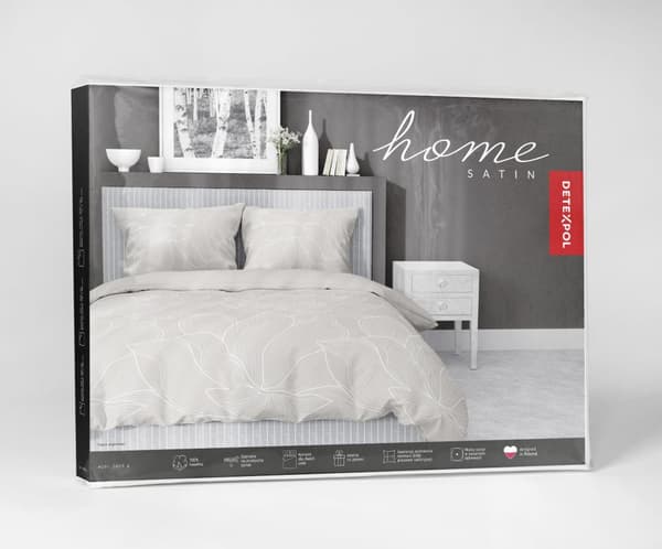 Satin Sengetøj 160x200 Blomster Beige